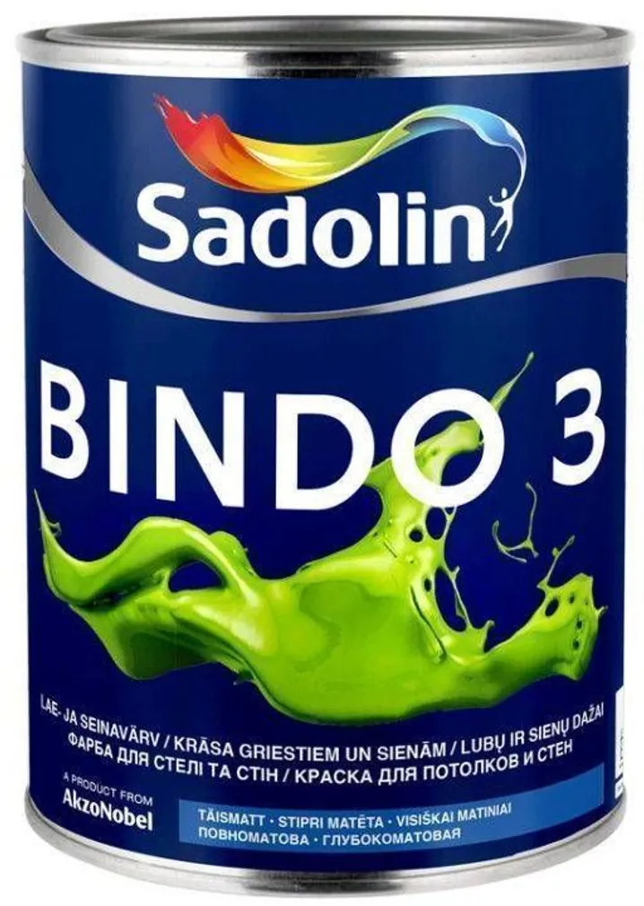 SEINA- JA LAEVÄRV SADOLIN BINDO 3 1L VALGE (BW) TÄISMATT