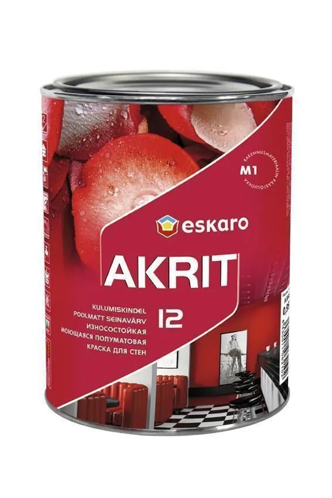 SEINAVÄRV ESKARO AKRIT 12 0,95L VALGE POOLMATT