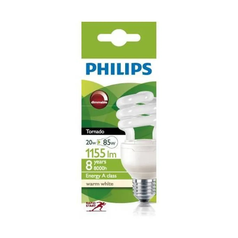 SÄÄSTULAMP SPIRAAL TORNADO DIMM. T3 E27 20W 230V PHILIPS