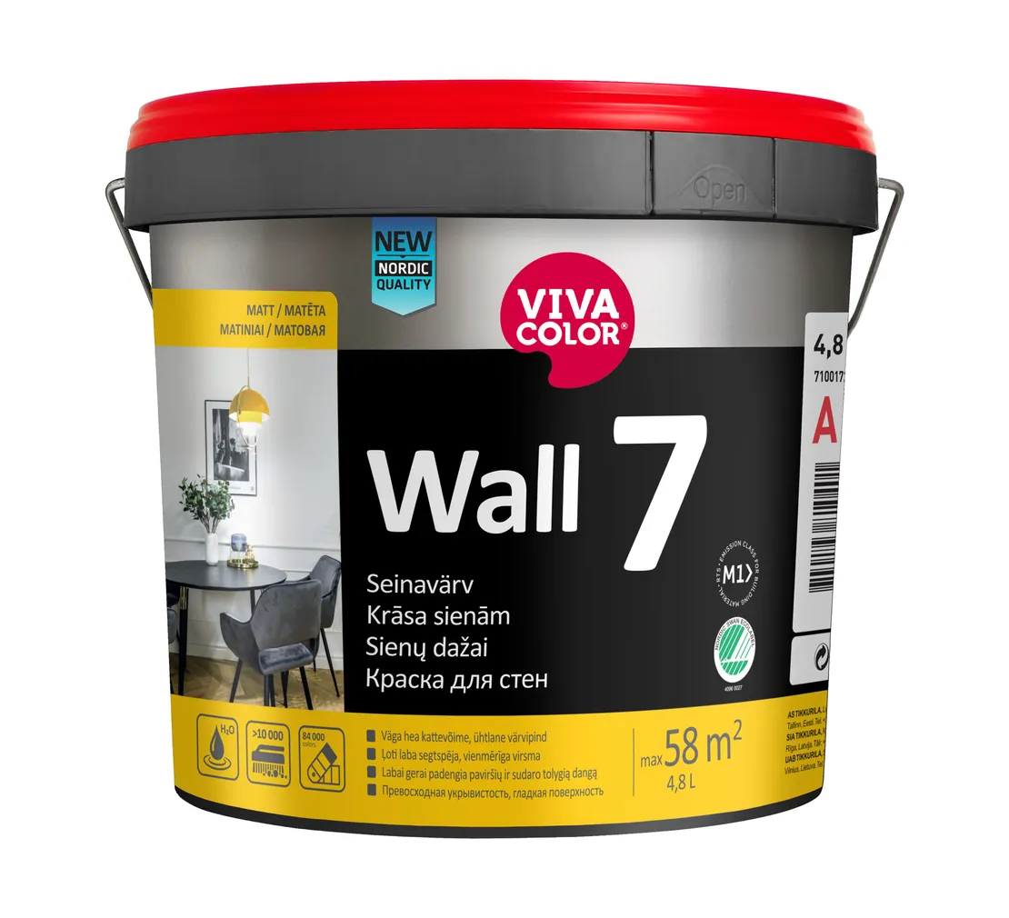 SEINAVÄRV VIVACOLOR WALL 7 VALGE (A) 4,8L MATT