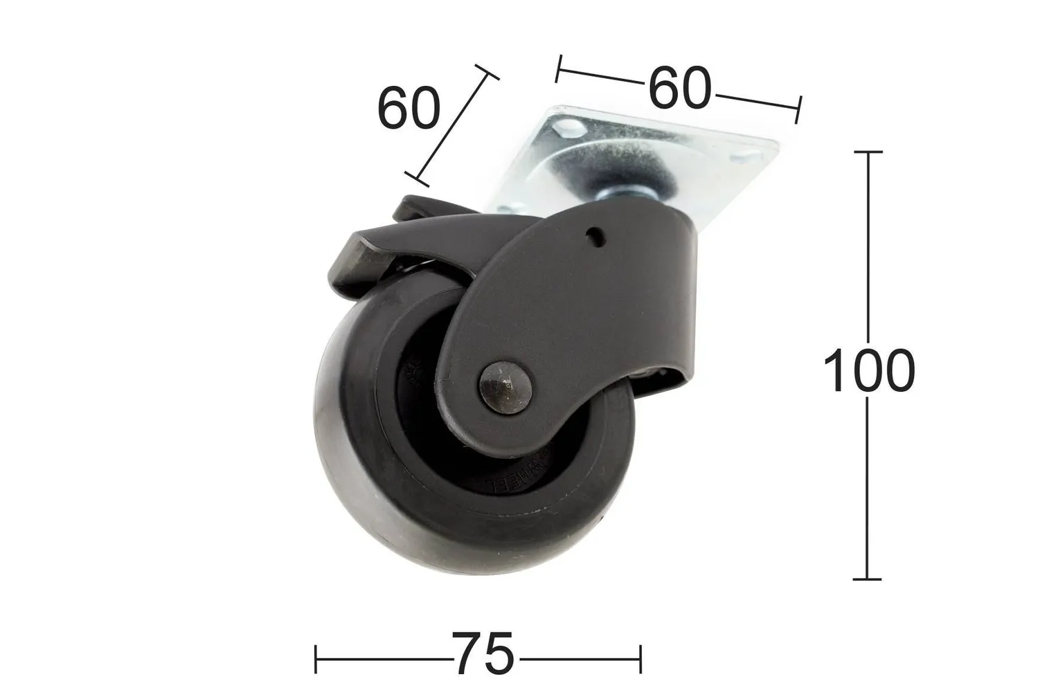 MÖÖBLIRATAS PIDUR 75MM MUST KUMM 13633 ~55KG