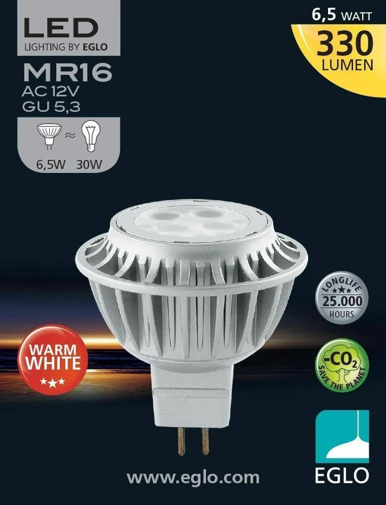 LEDLAMP MR16 6,5W GU5,3 330LM 3000K EGLO