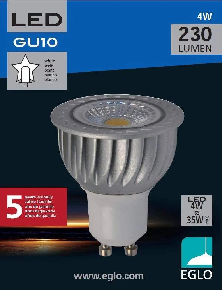 LEDLAMP MR16 4W GU10 230LM 4000K EGLO