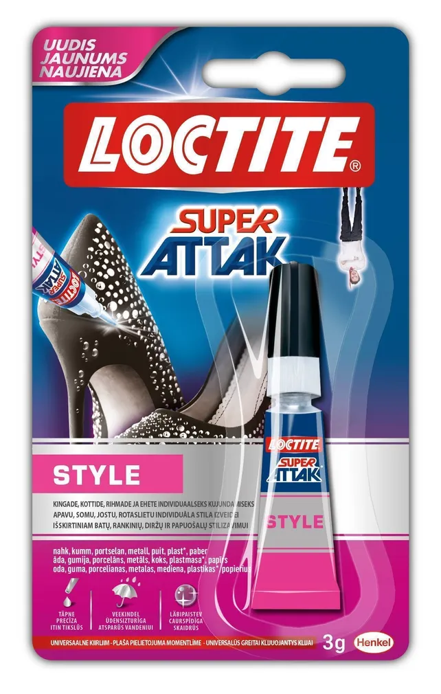 LIIM LOCTITE SUPER ATTAK STYLE GLUE VÄRVITU 3G