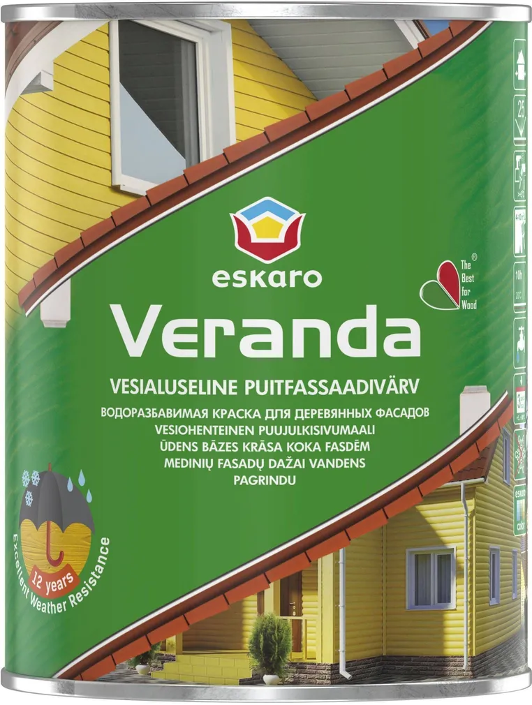 PUITFASSAADIVÄRV ESKARO VERANDA 0,93L KOLLANE POOLMATT