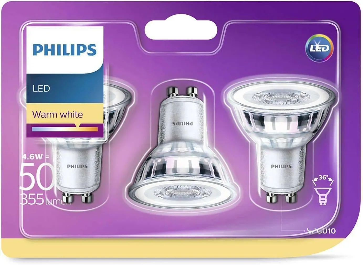 LED LAMP CLASSIC 50W GU10 WW 36D ND SRP 3TK PAKIS PHILIPS