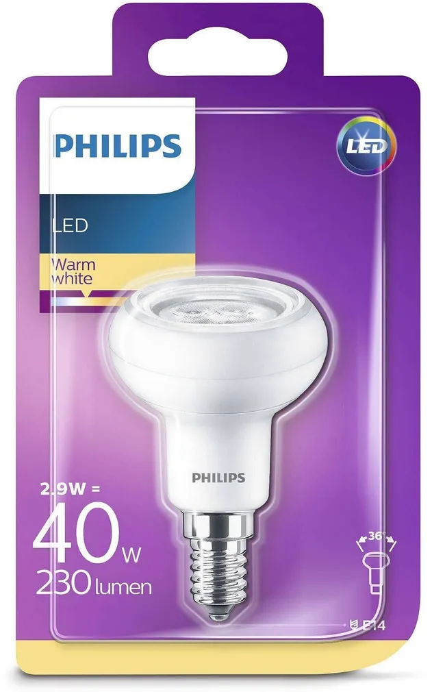 LEDLAMP 2.9W - 40W E14 R50 230V R50 36D ND PHILIPS