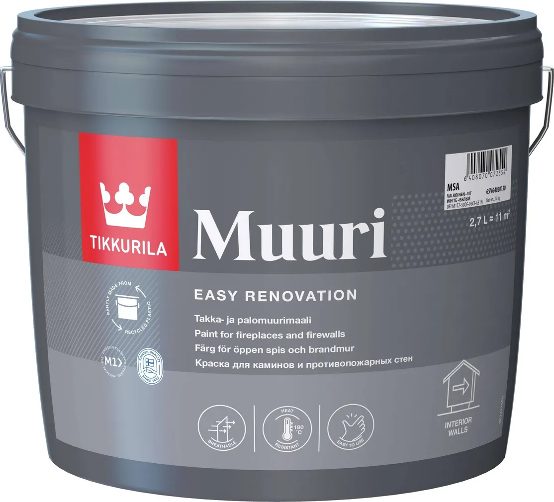 KUUMAKINDEL SISEVÄRV TIKKURILA MUURI MSA-PM 2,7L VALGE