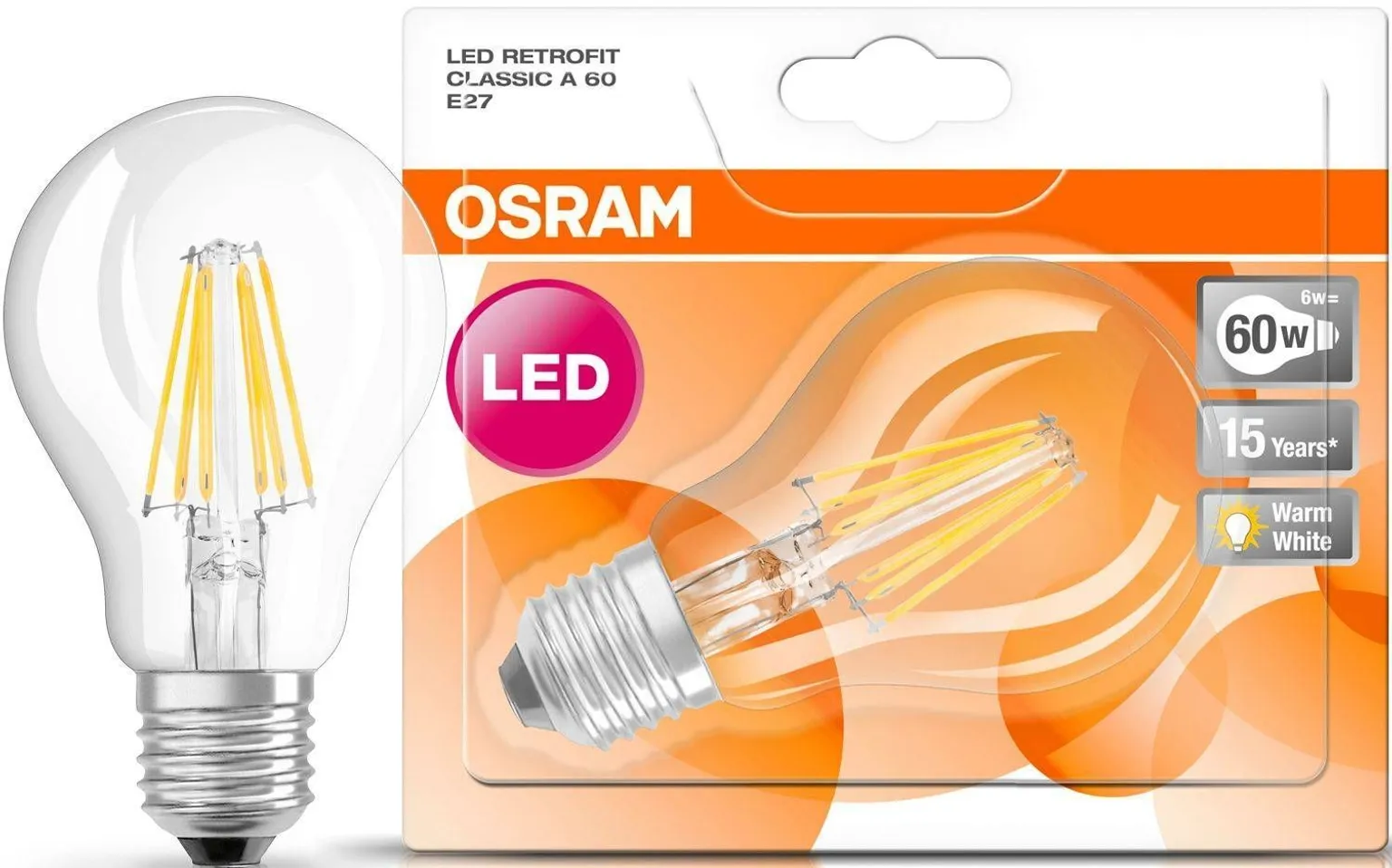 LED LAMP OSRAM LED RETROFIT CLASSIC 7W E27 A60 2700K 806LM