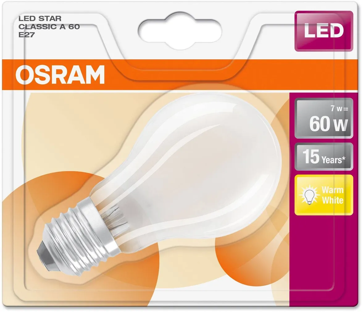 LED LAMP OSRAM LED RETROFIT CLASSIC 7W E27 A60 2700K 806LM MATT