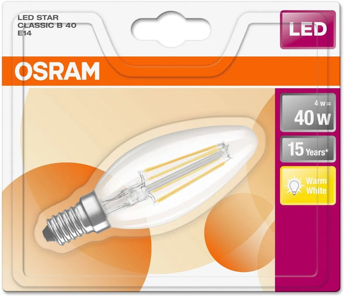 LED LAMP OSRAM LED RETROFIT CLASSIC 4W E14 B35 2700K 470LM