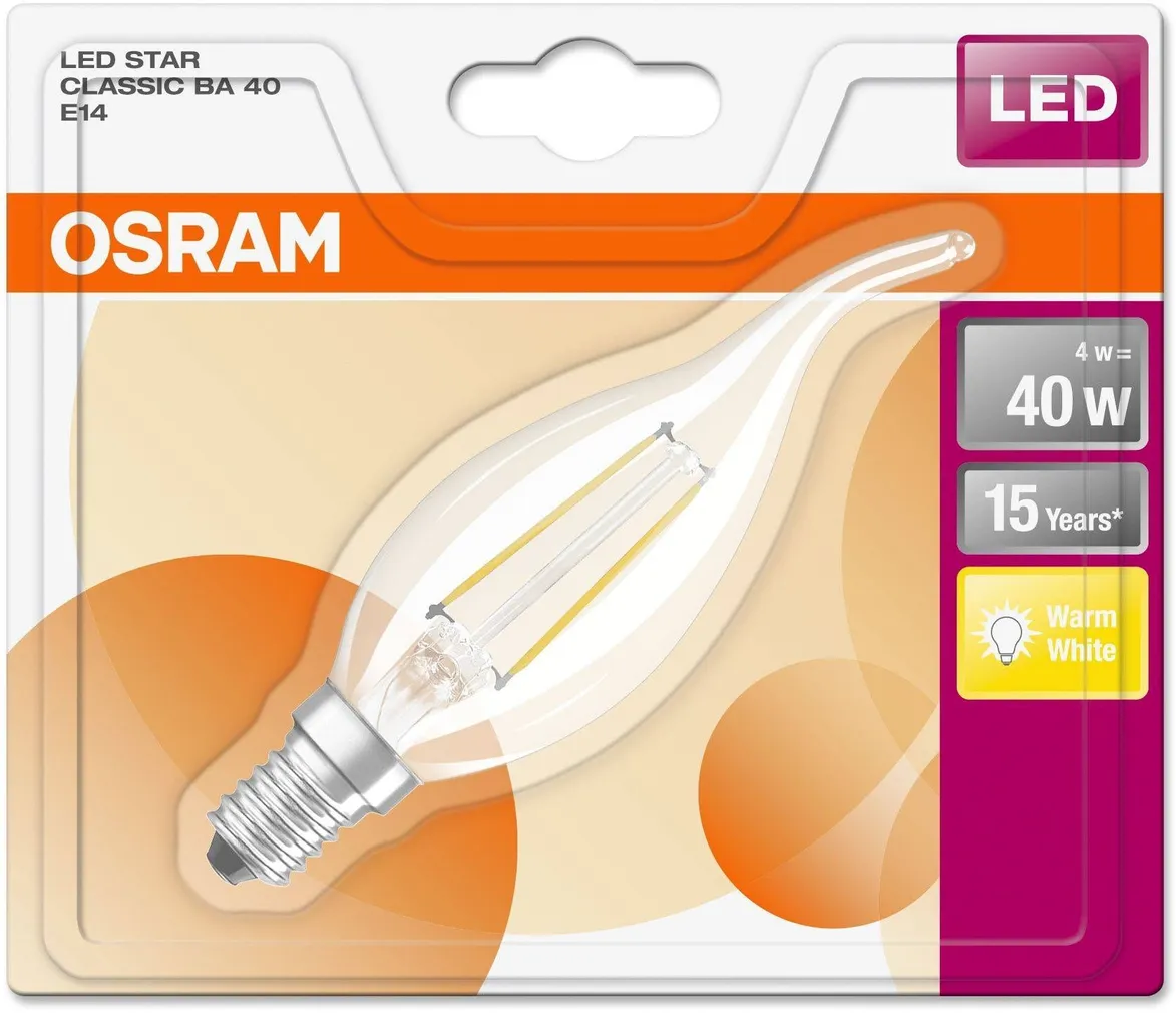 LED LAMP OSRAM LED RETROFIT CLASSIC BA 4W E14 B35 2700K 470LM