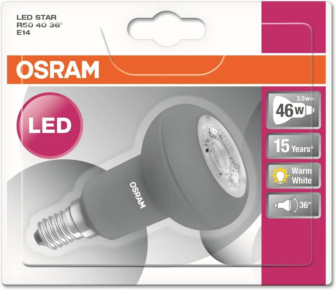 LED LAMP OSRAM LED STAR 3,2W E14 R50 2700K 230LM