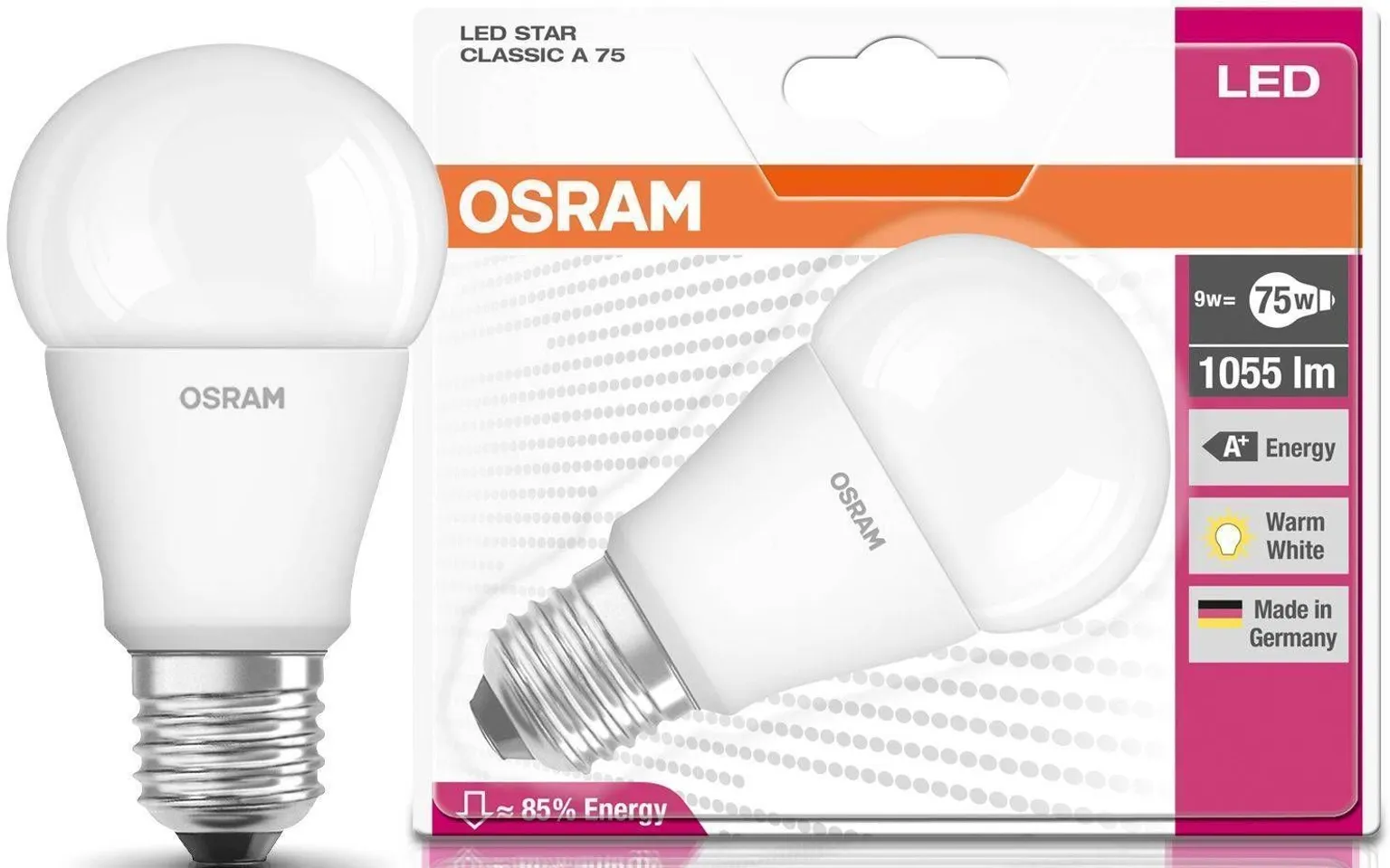 LED LAMP OSRAM LED STAR CLASSIC 10,5W E27 A60 2700K 1060LM