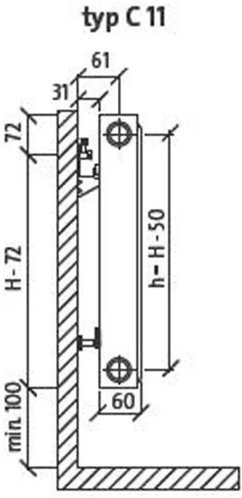 PANEELRADIAATOR PURMO COMPACT PC11 TERAS 600X600X60MM KÜLGÜHENDUS 611W