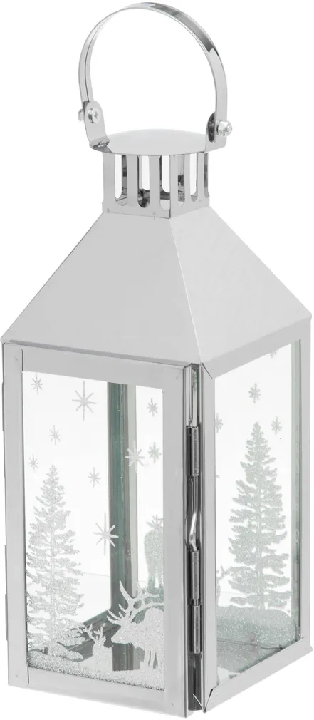 LATERN GLITTER WINTER POLARLANTERNS 13X12X30,5CM HÕBEDANE METALL/KLAAS