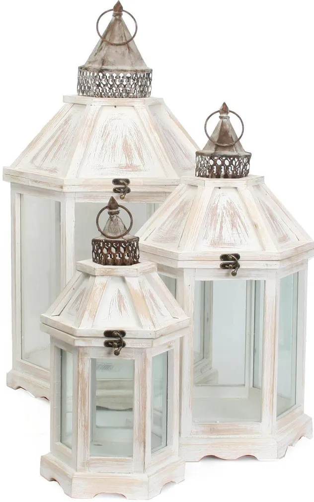 LATERN MICA DECORATIONS CAMONDO 39X39X70CM VALGE