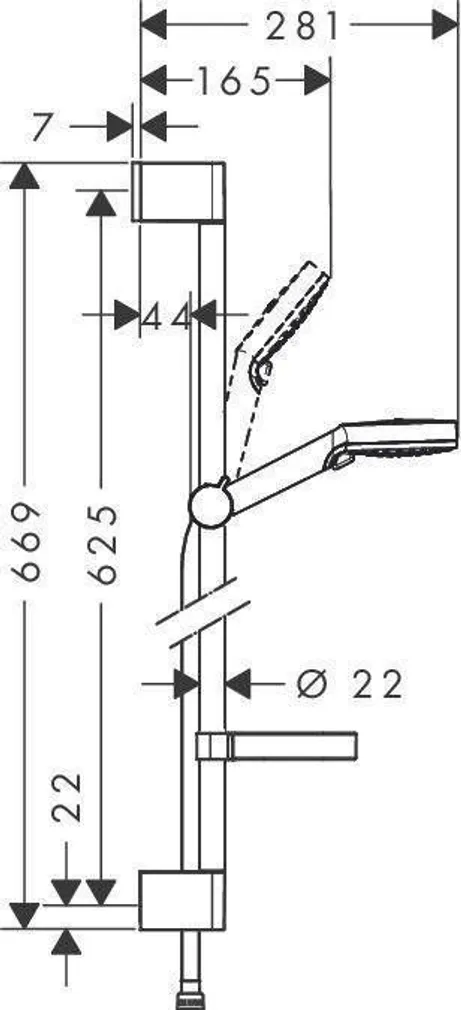 DUŠILIFT HANSGROHE CROMETTA VARIO 65 HG26553400 DUŠIKOMPLEKTIGA