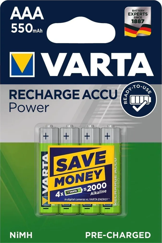 AKUPATAREI VARTA RECHARGE ACCU POWER AAA 4TK PAKIS