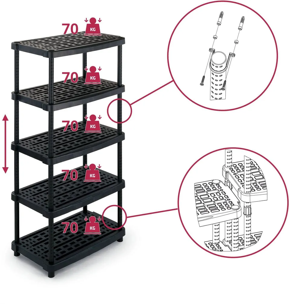 GARAAŽIRIIUL TERRY STORE-AGE SCAFFALONE 2436-5 NERO PLASTIK 188,5X93X59