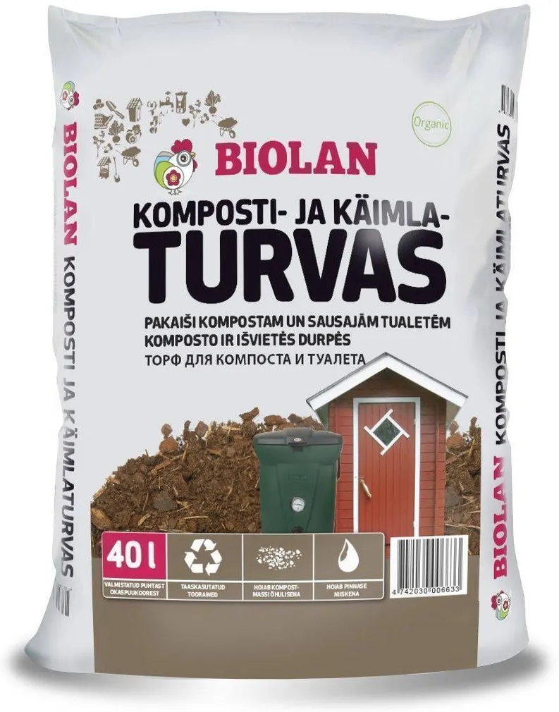 KOMPOSTI- JA KÄIMLATURVAS BIOLAN 40L