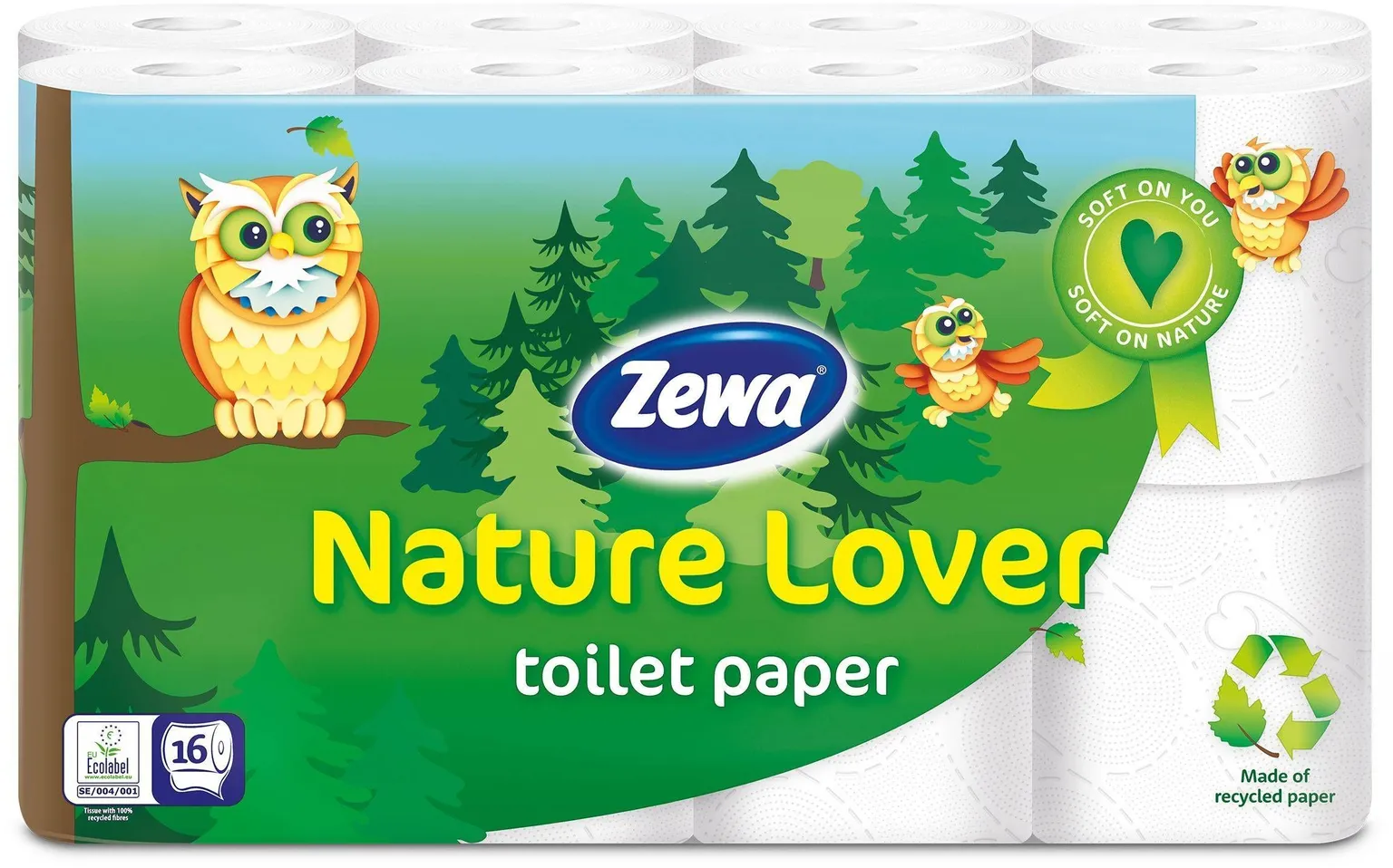 TUALETTPABER ZEWA NATURE LOVER 3-KIHILINE VALGE 16 RULLI