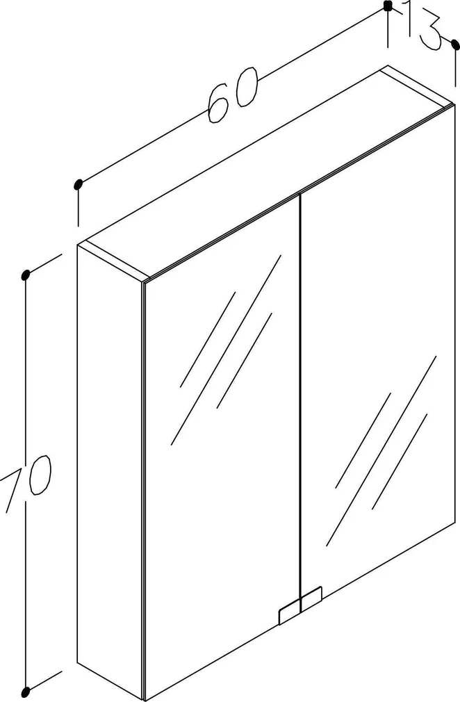 PEEGELKAPP KAME EVOKE 60X13X70CM VALGE