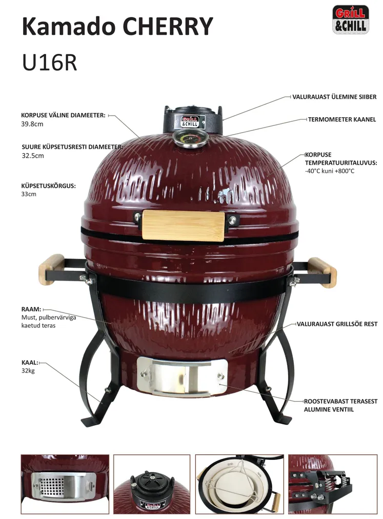 SÖEGRILL GRILL&CHILL KAMADO CHERRY COMPACT 39CM