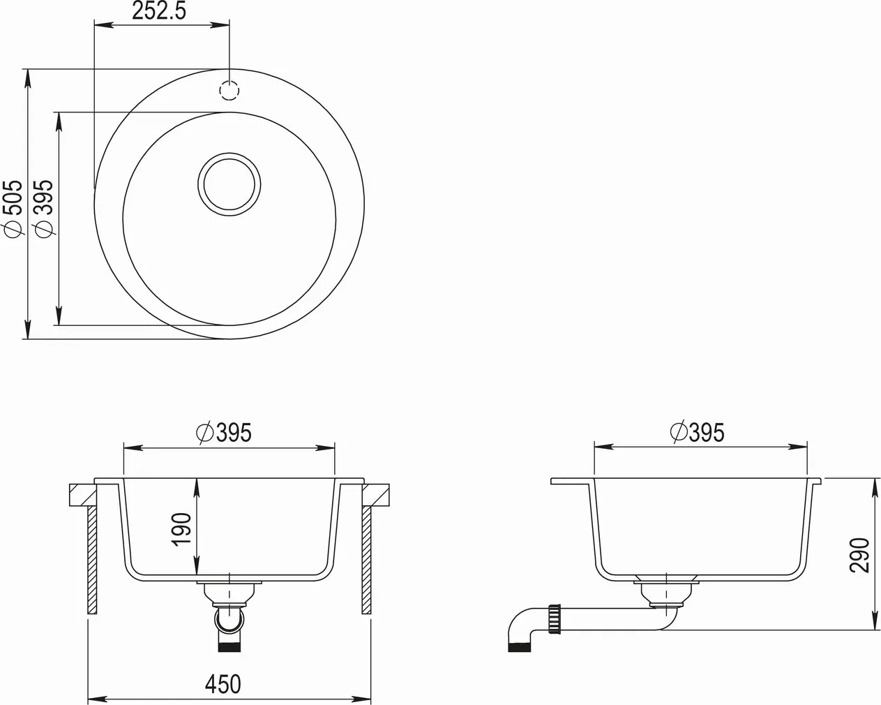 VALAMU AQUASANITA GRANIIT SR100-710W Ø505X190MM VALGE