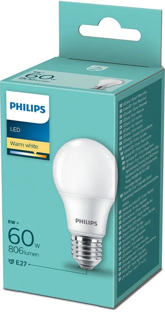 LED LAMP PHILIPS 8W A60 E27 2700K MATT PHILIPS