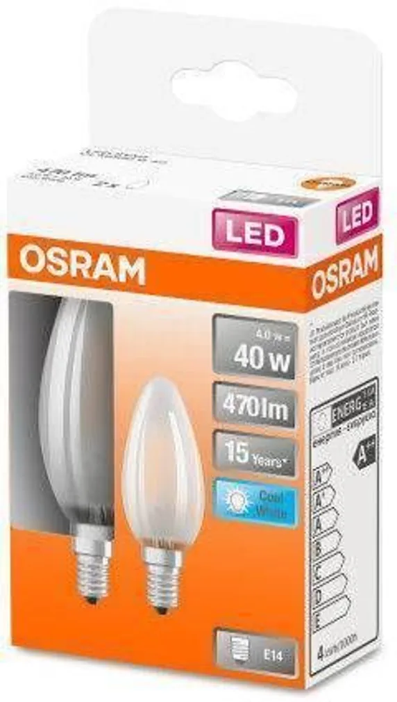 LED LAMP OSRAM 4W E14 B35 470LM 4000K 2TK PAKIS