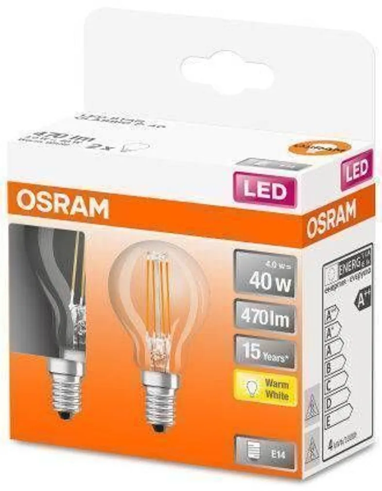 LED LAMP OSRAM 4W E14 P45 470LM 2700K 2TK PAKIS PAKIS