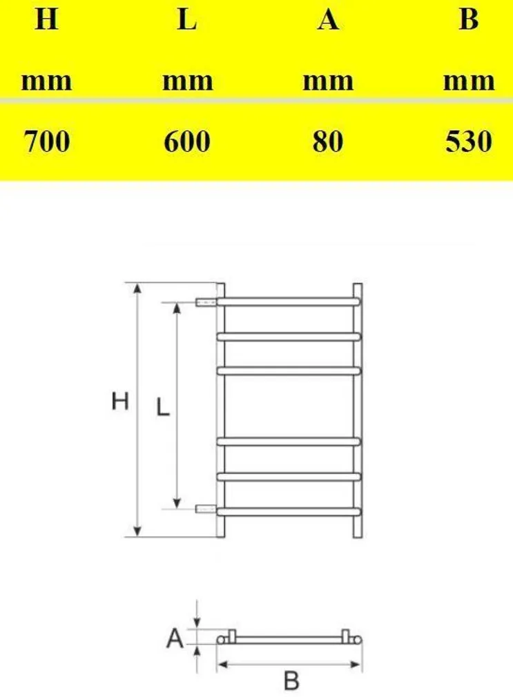 KÄTERÄTIKUIVATI AQUALINE PLAIN K/T.VESI ROOSTEVABA TERAS 530X700MM 1" 300W