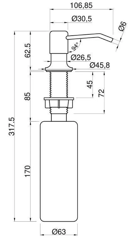 SEEBIDOSAATOR INVENA SIMI 500ML SÜVISTATAV MUST