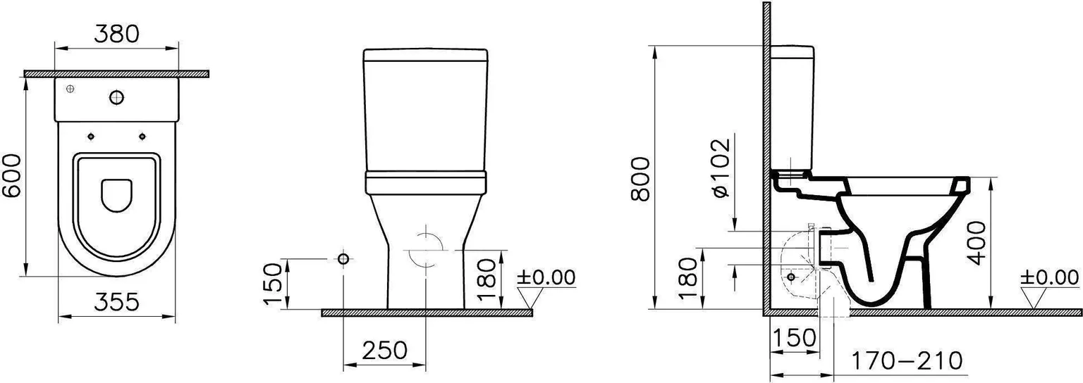 WC-POTT VITRA S50/60 UNIV.ÄRAJOOKS SUJUVALT SULGUV PRILL-LAUD