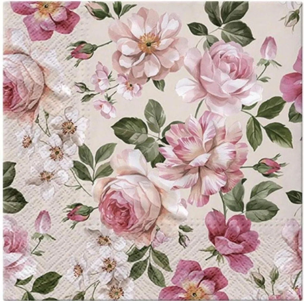 SALVRÄTIK PAW ROSES GLORY CREAM 33X33CM 20TK