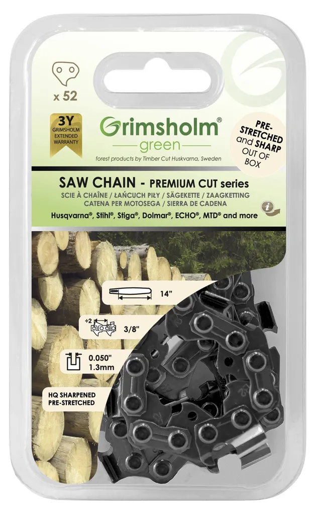 SAEKETT GRIMSHOLM PREMIUM CUT 52DL 3/8" 0,050" 1,3MM 14"