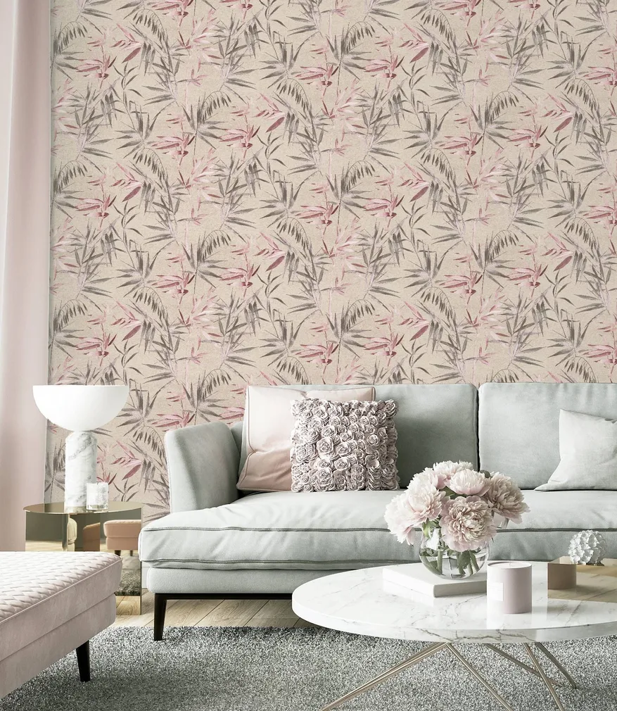 TAPEET ARTHOUSE BAMBOO LEAVES PINK 0,53X10,05M