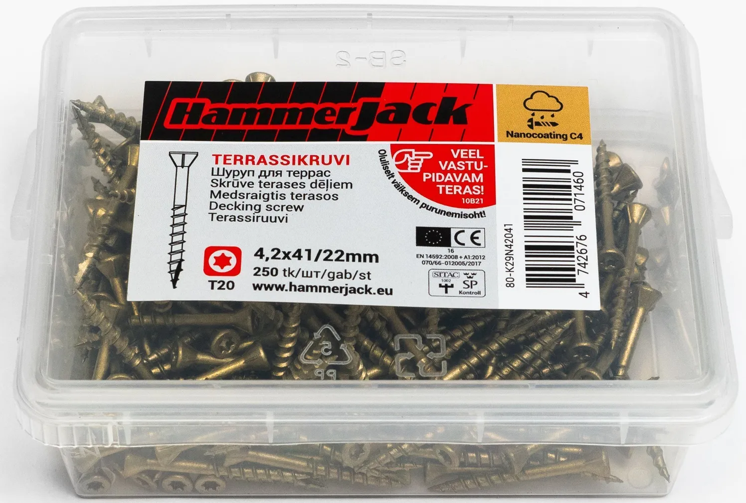 TERRASSIKRUVI HJFASTENERS 4,2X41/22MM NANOKATE C4 250TK PAKK