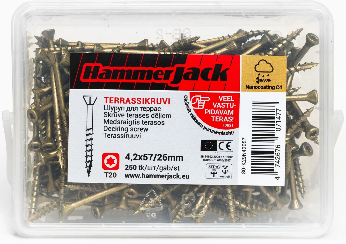 TERRASSIKRUVI HJFASTENERS 4,2X57/26MM NANOKATE C4 250TK PAKK