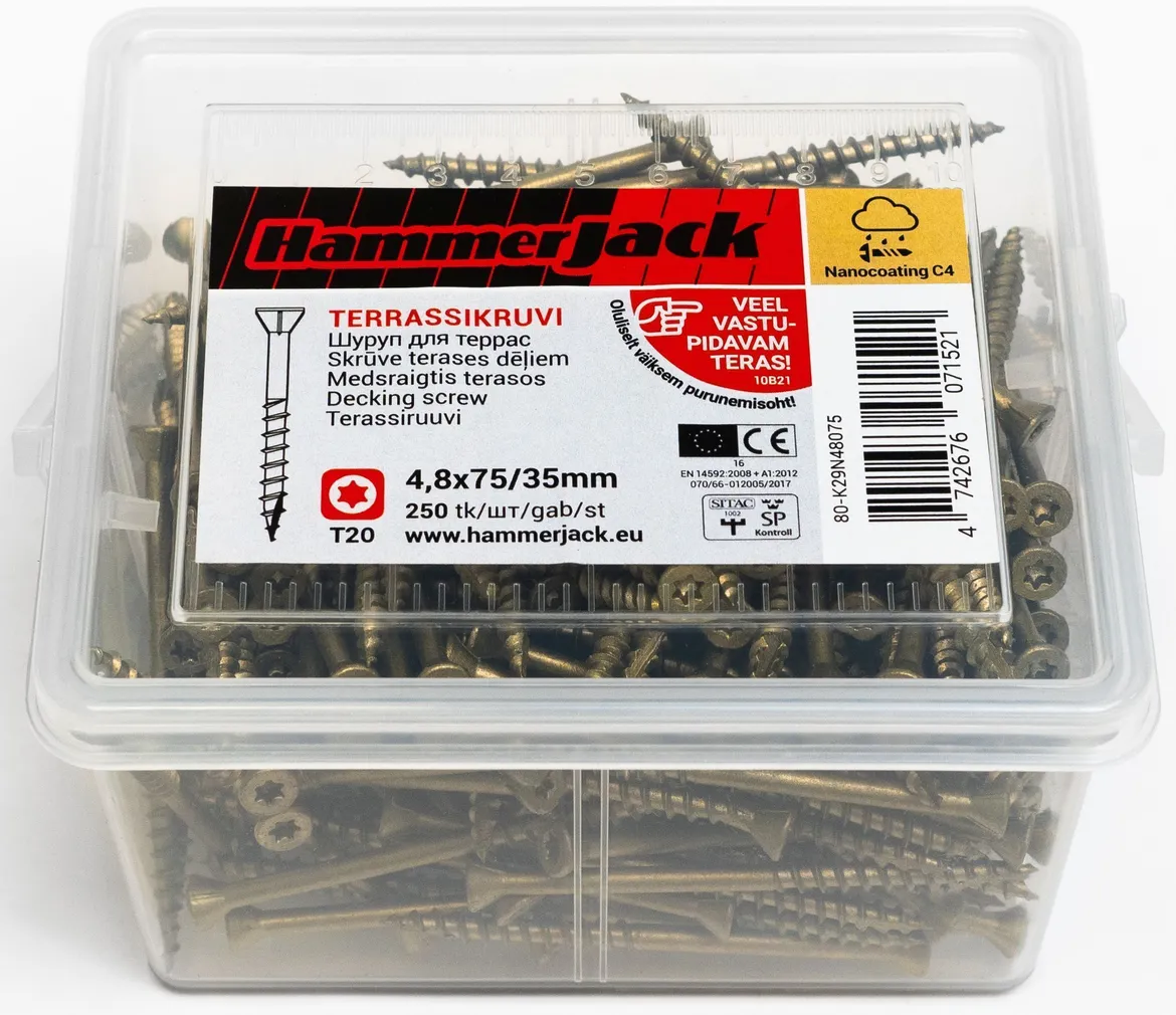 TERRASSIKRUVI HJFASTENERS 4,8X75/35MM NANOKATE C4 250TK PAKK