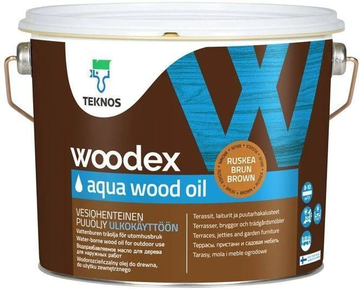 PUIDUÕLI TEKNOS WOODEX AQUA WOOD OIL 9L PRUUN