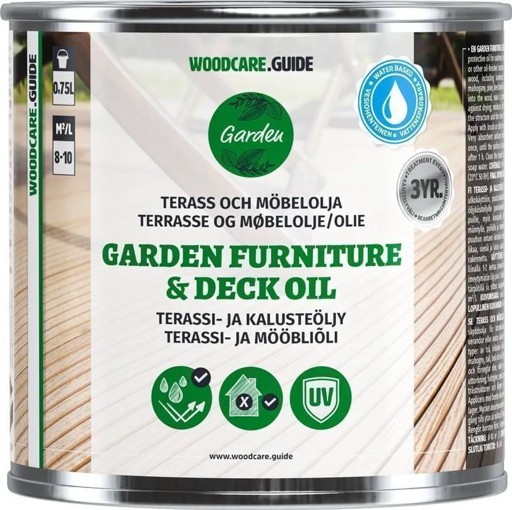 MÖÖBLI- JA TERRASSIÕLI WOODCARE GUIDE 0,75L LÄBIPAISTEV