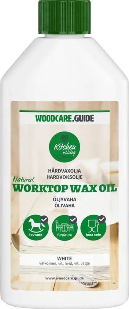 ÕLIVAHA PUITPINDADELE WOODCARE GUIDE NATURAL WORKTOP WAX OIL 250ML VALGE