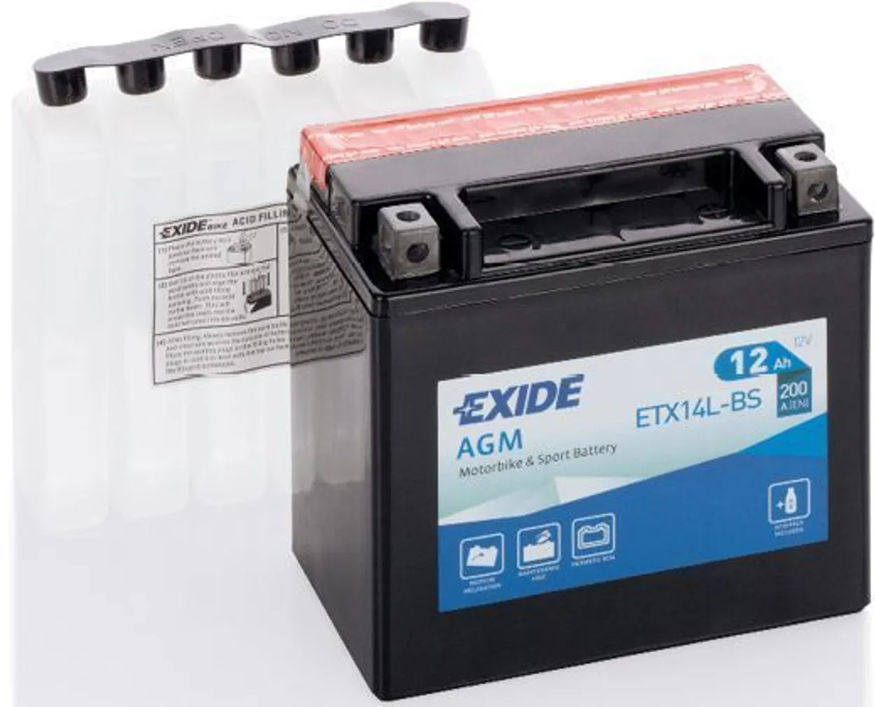 MOTOAKU EXIDE 12V 12AH YTX14L-BS AGM 150X87X145MM