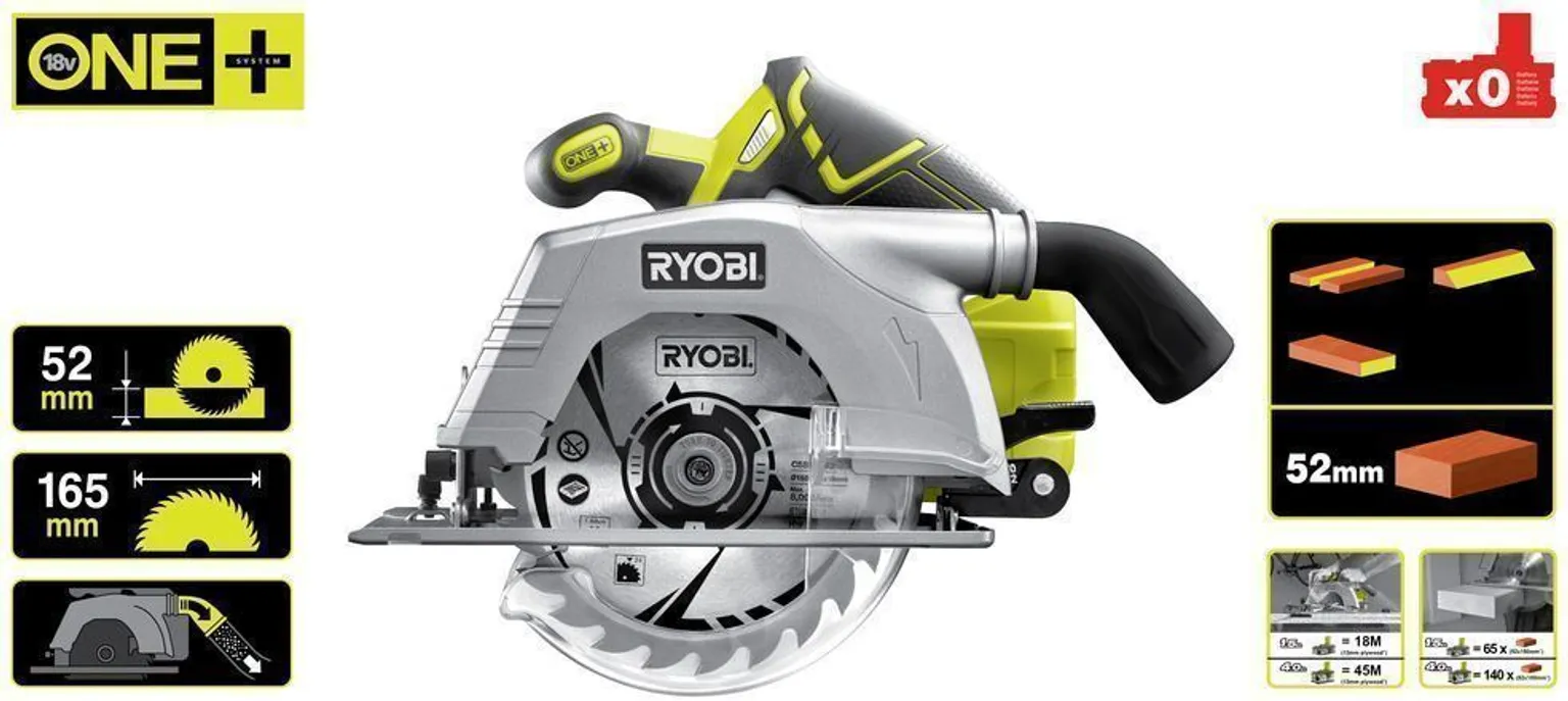 AKUKETASSAAG RYOBI R18CS-0 18V ONE+ 165MM 