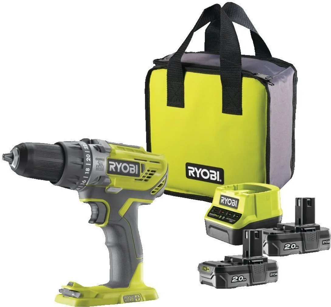 AKUTRELL RYOBI R18DD3-220SA59 18V 2X2,0AH + TARVIKUD