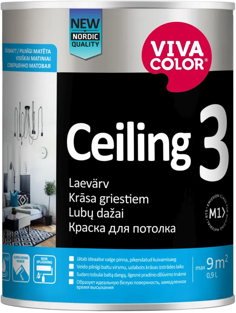 LAEVÄRV VIVACOLOR CEILING 3 AP VALGE MATT 0,9L