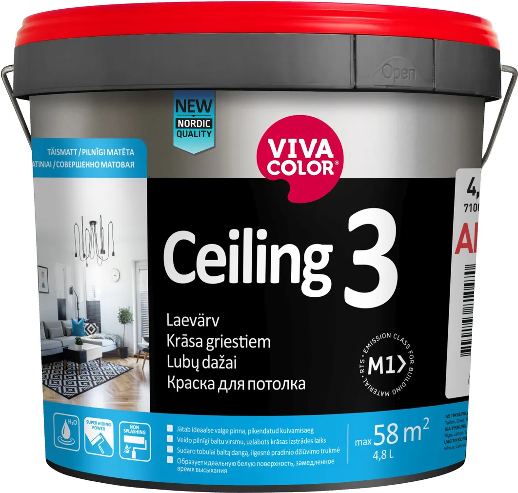 LAEVÄRV VIVACOLOR CEILING 3 AP VALGE MATT 4,8L