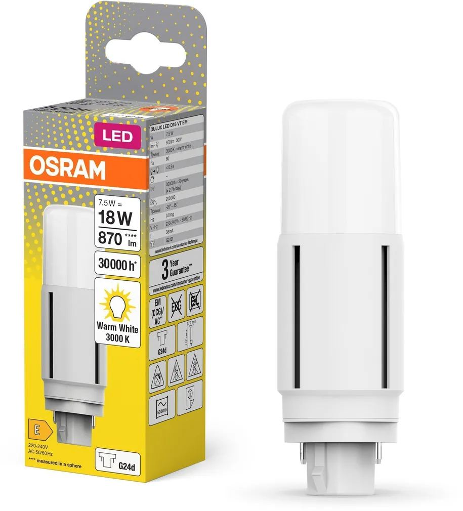 LED LAMP OSRAM 7,5W EM 830 G24D  